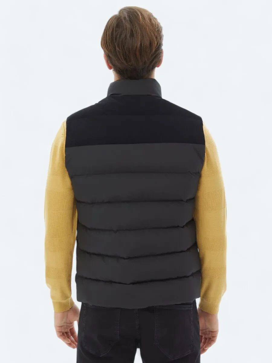 Black Weaving Puffer Vest - 6
