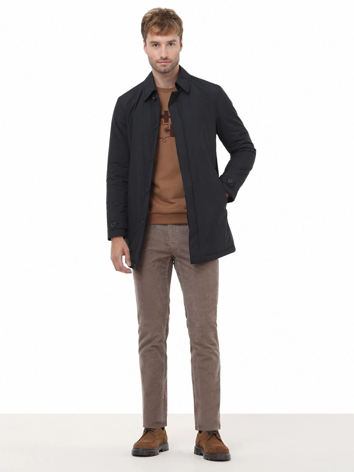 Black Weaving Rain Coat - 2