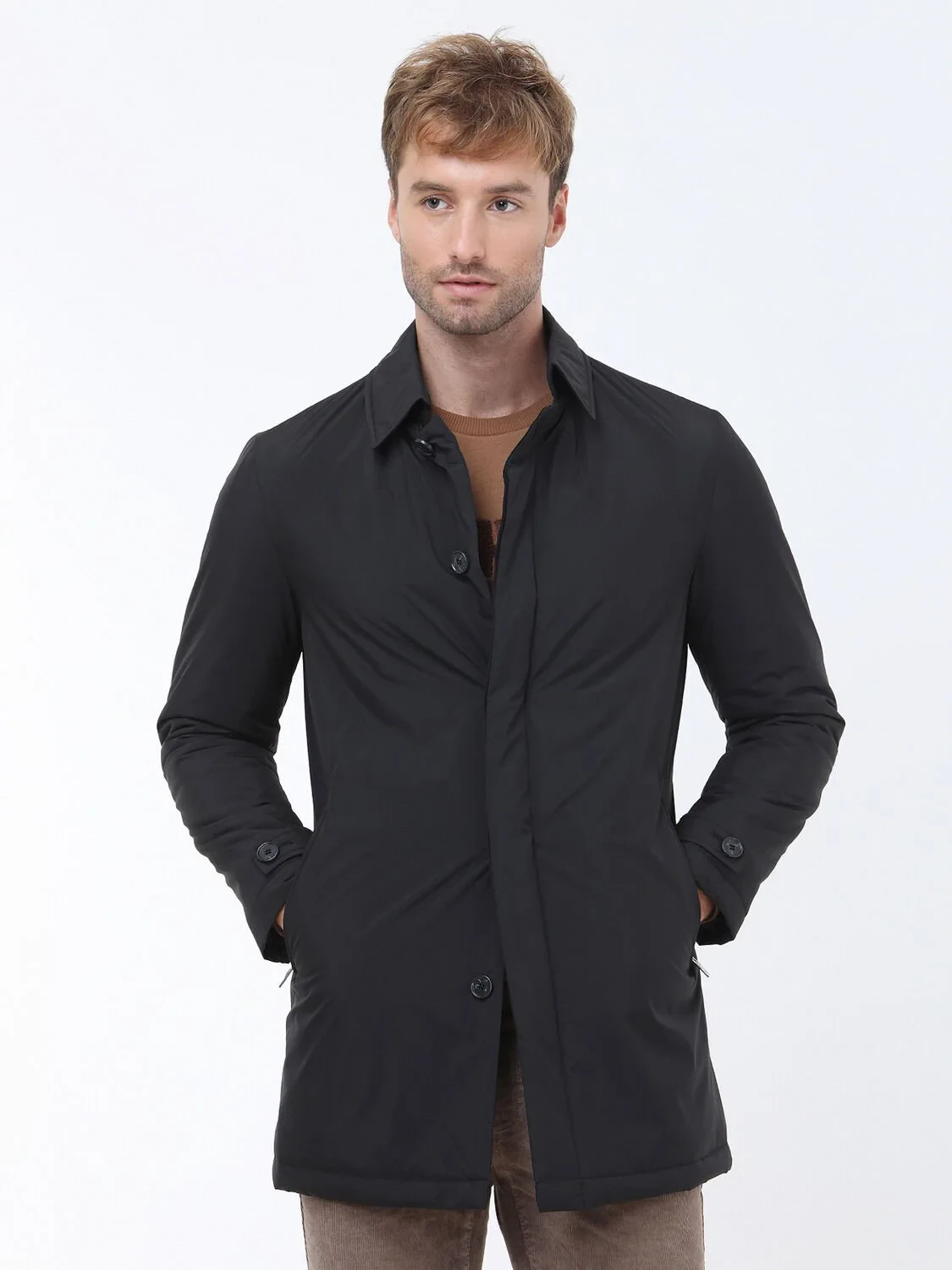 Black Weaving Rain Coat - 3