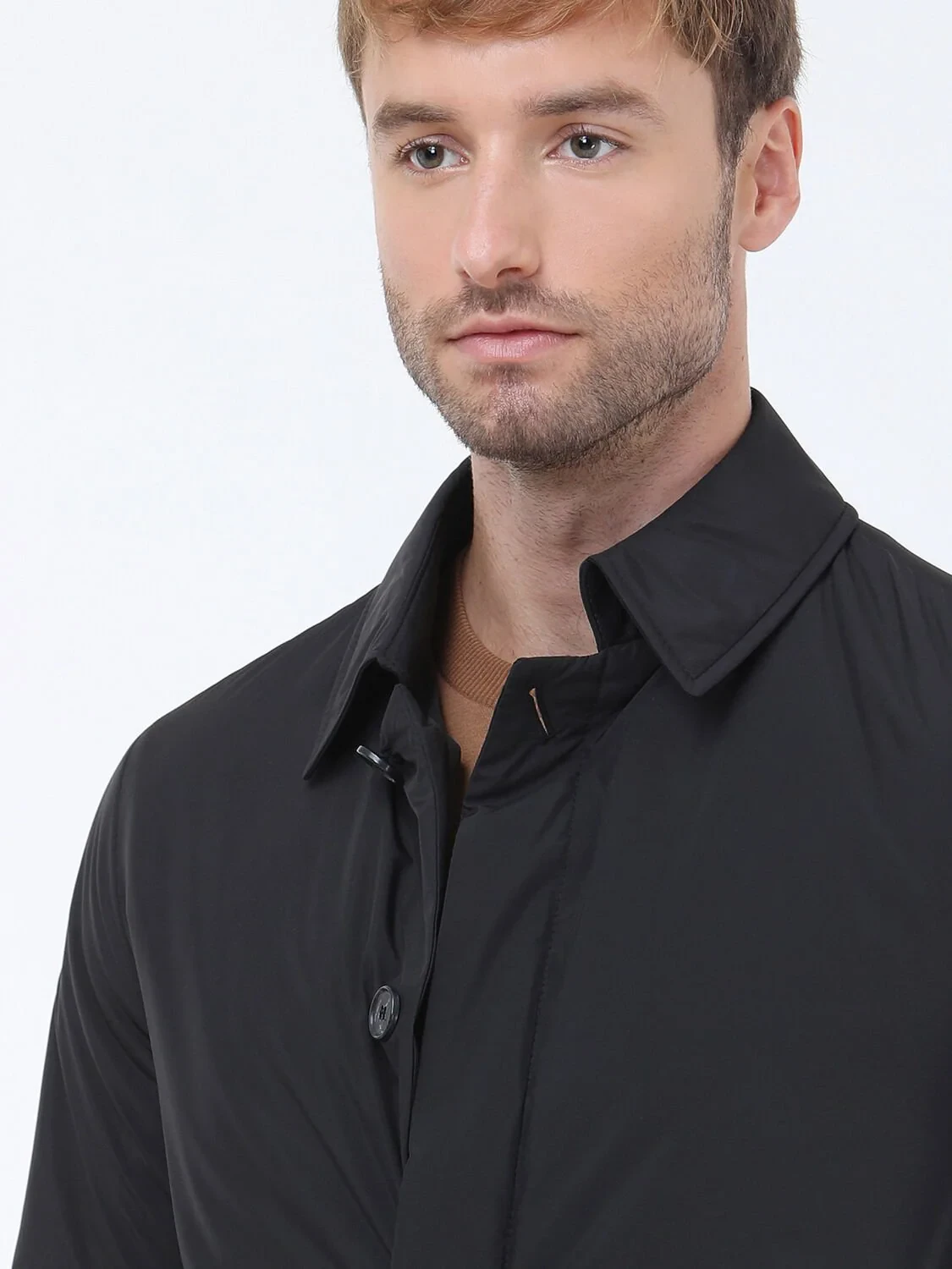 Black Weaving Rain Coat - 4
