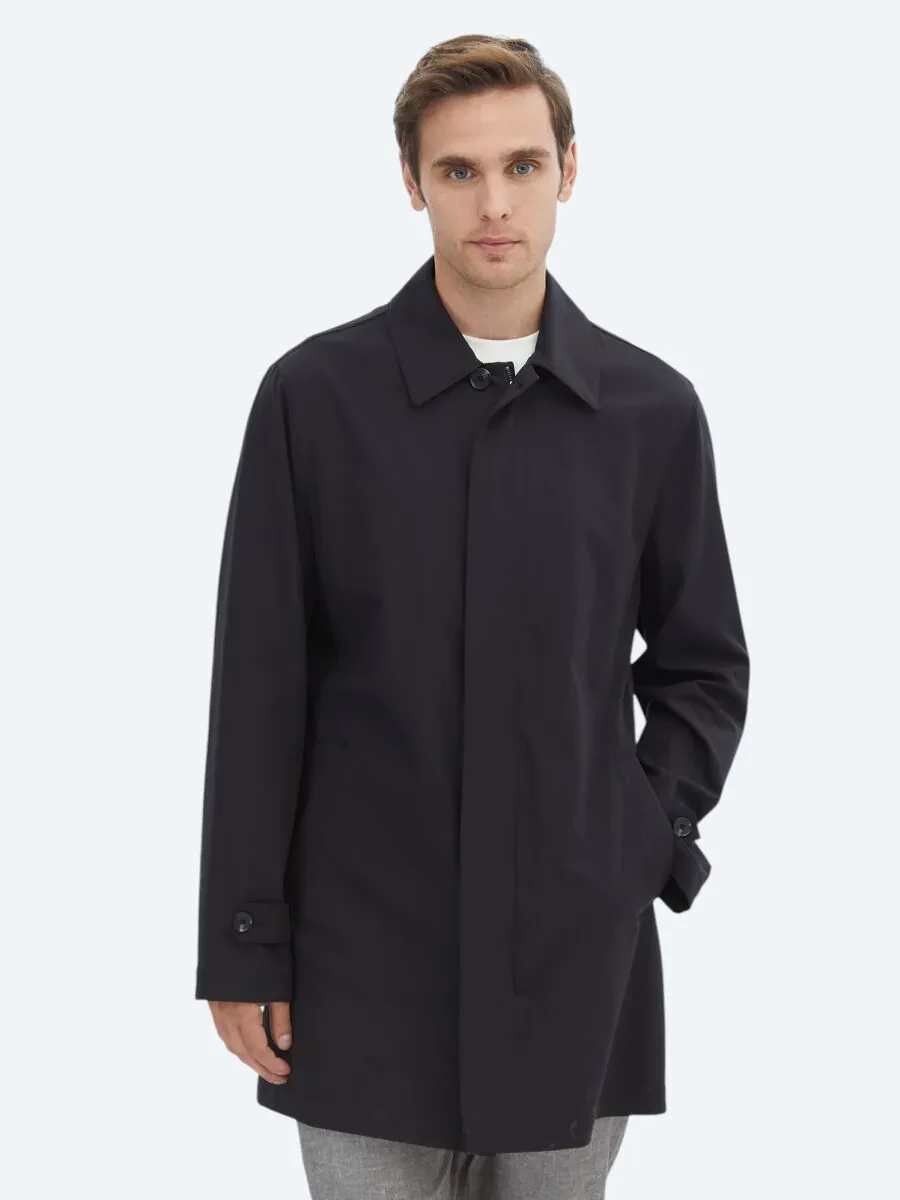 Black Weaving Rain Coat - 1