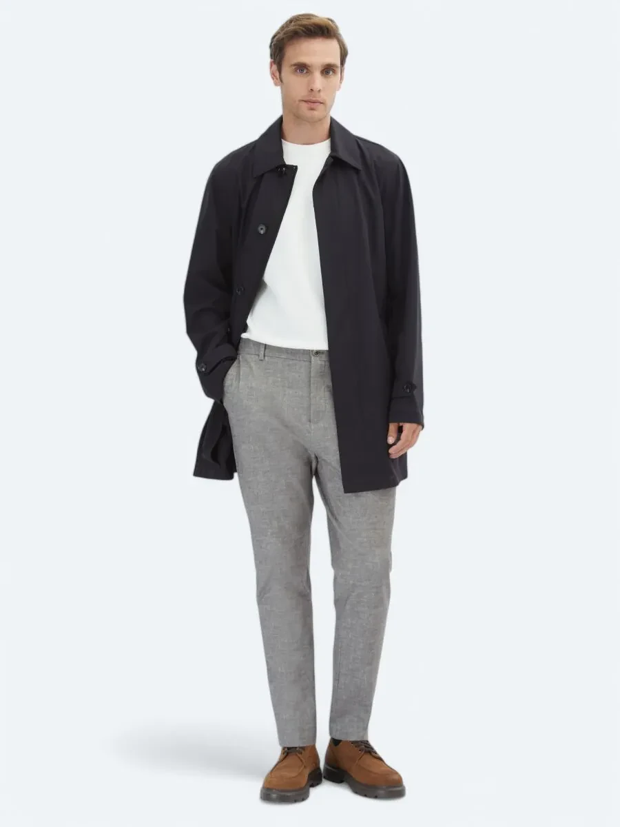 Black Weaving Rain Coat - 2