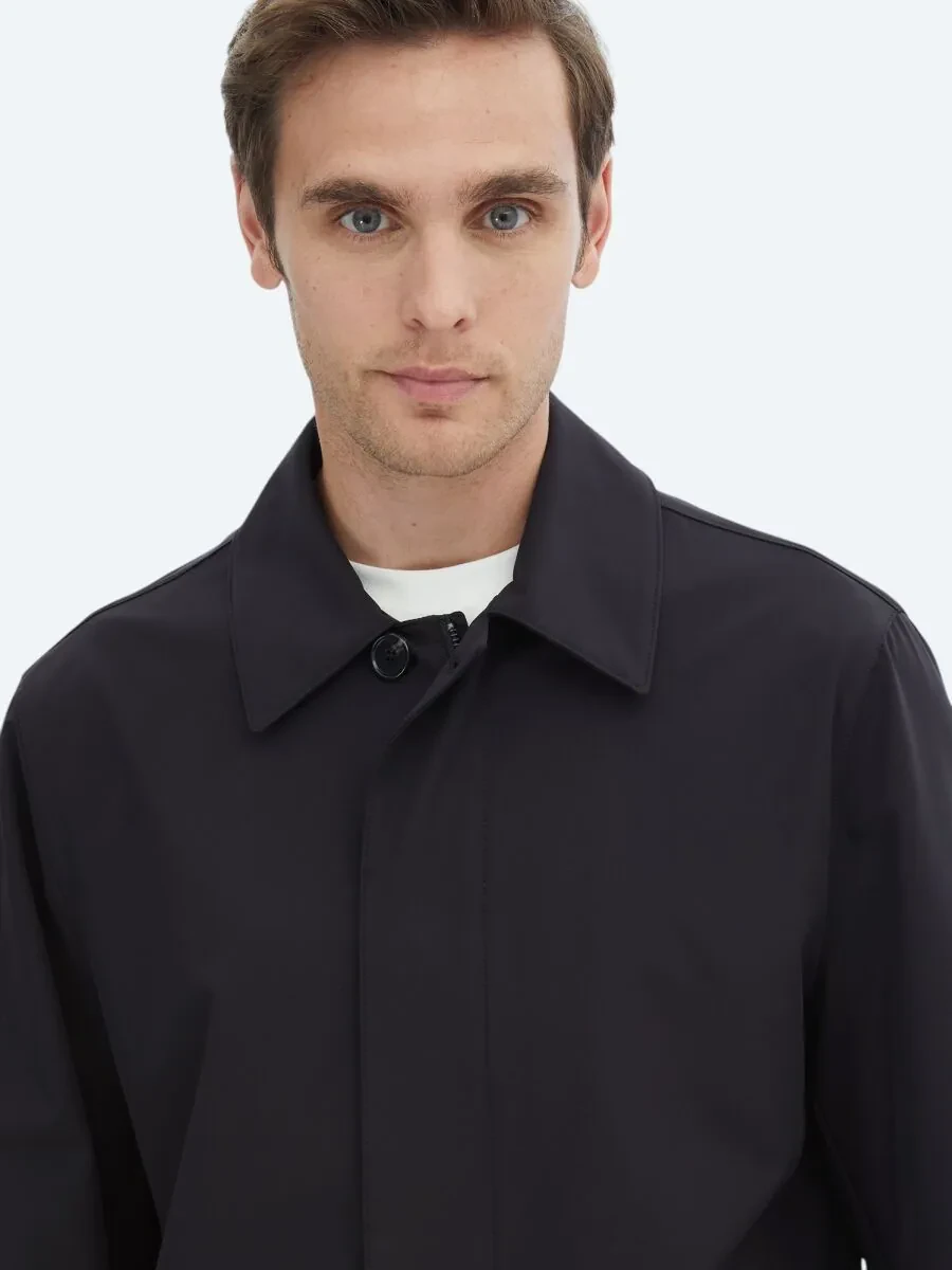 Black Weaving Rain Coat - 4