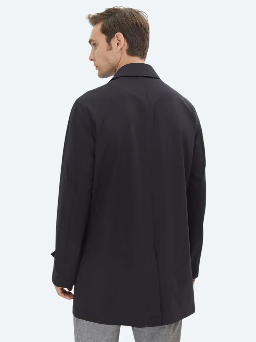 Black Weaving Rain Coat - 5