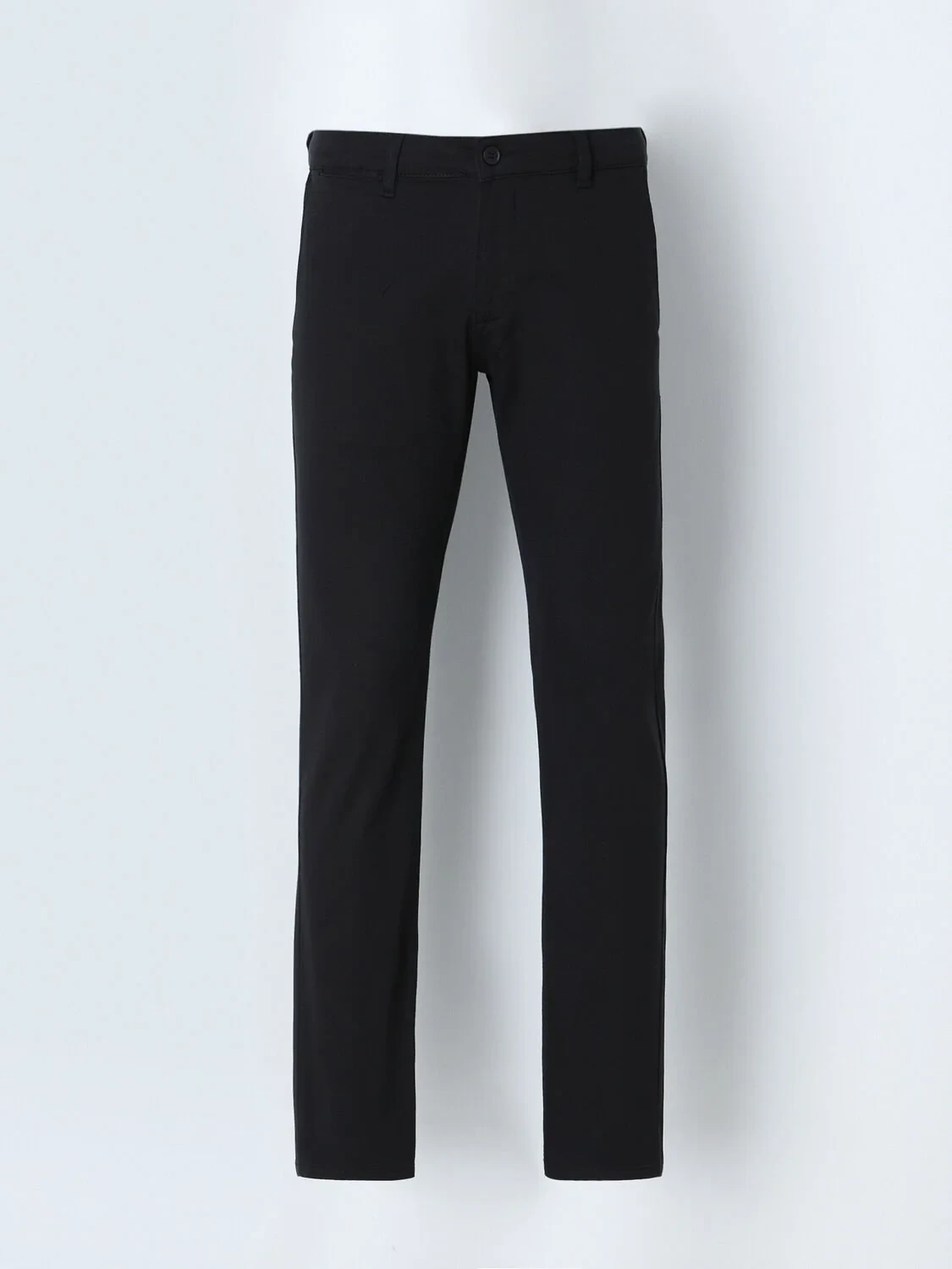 Black Weaving Regular Fit Casual Cotton Blended Trousers - 1
