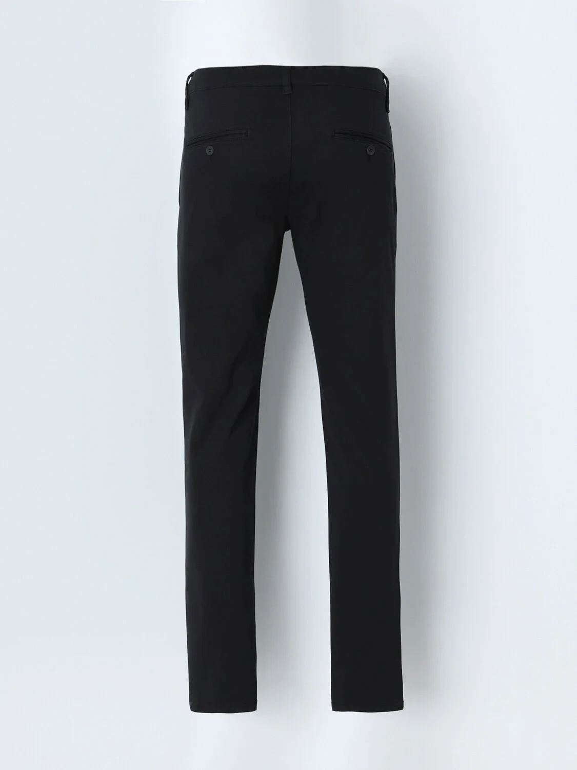 Black Weaving Regular Fit Casual Cotton Blended Trousers - 3