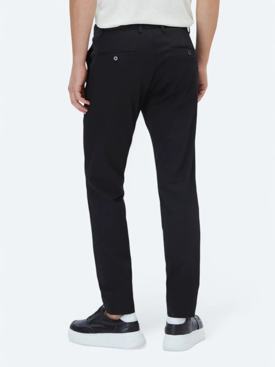 Black Weaving Regular Fit Casual Cotton Blended Trousers 
