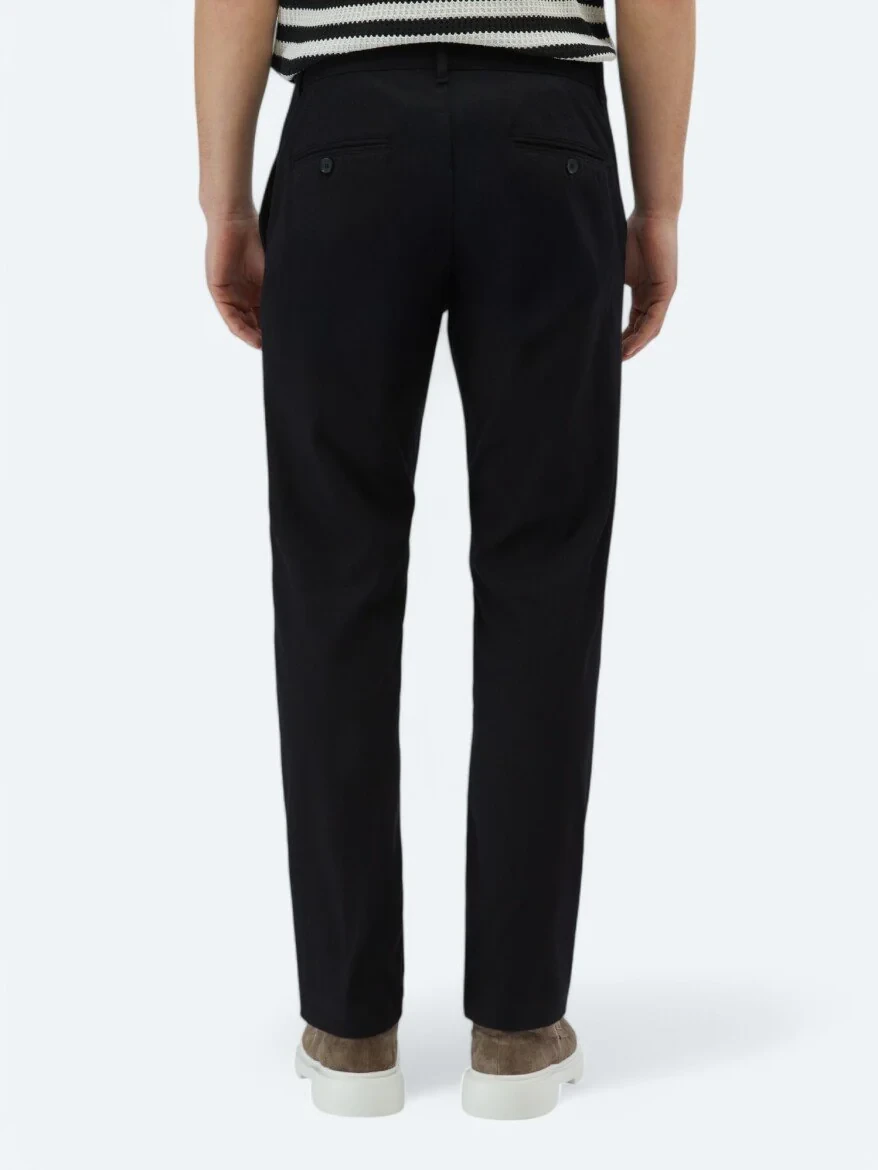Black Weaving Regular Fit Casual Cotton Blended Trousers 