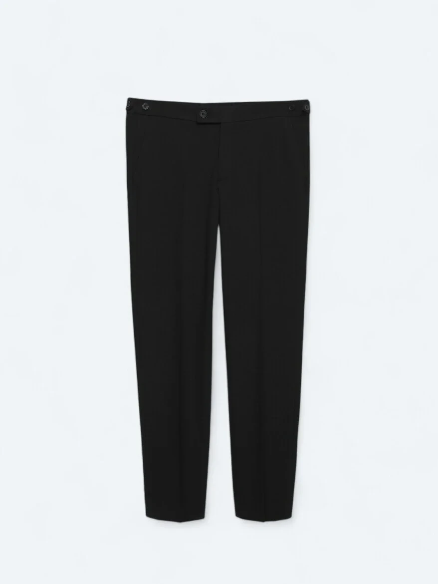 Black Weaving Regular Fit Casual Trousers - 6