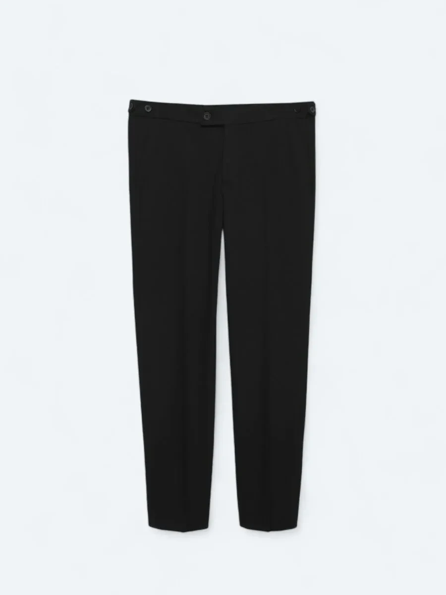 Black Weaving Regular Fit Casual Trousers - 6