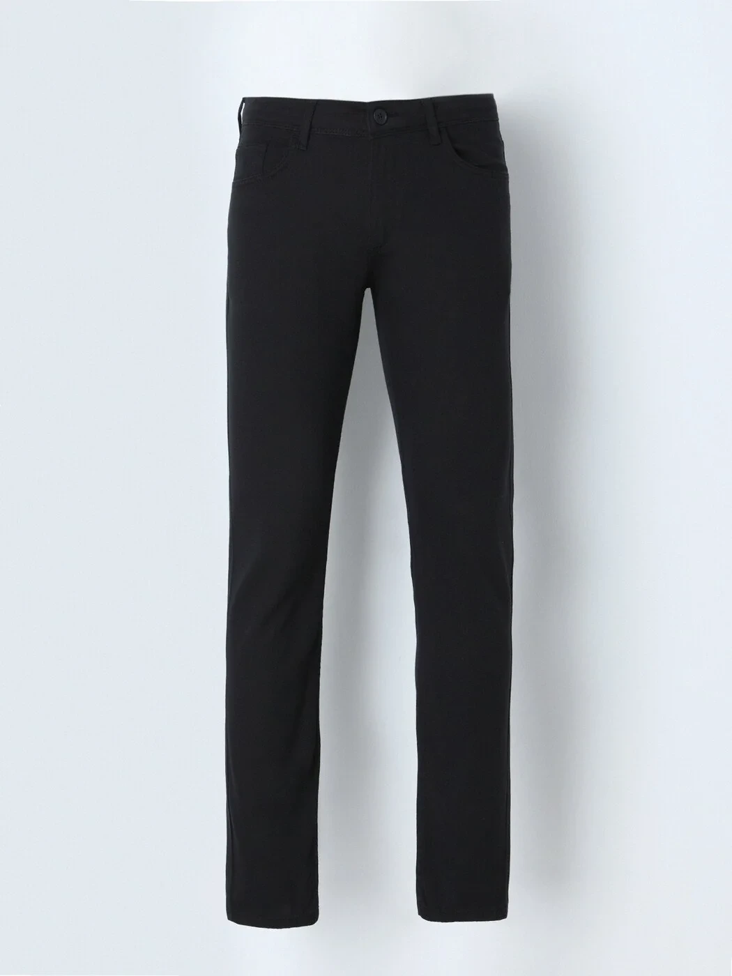 Black Weaving Slim Fit Casual Cotton Blended Trousers - 1