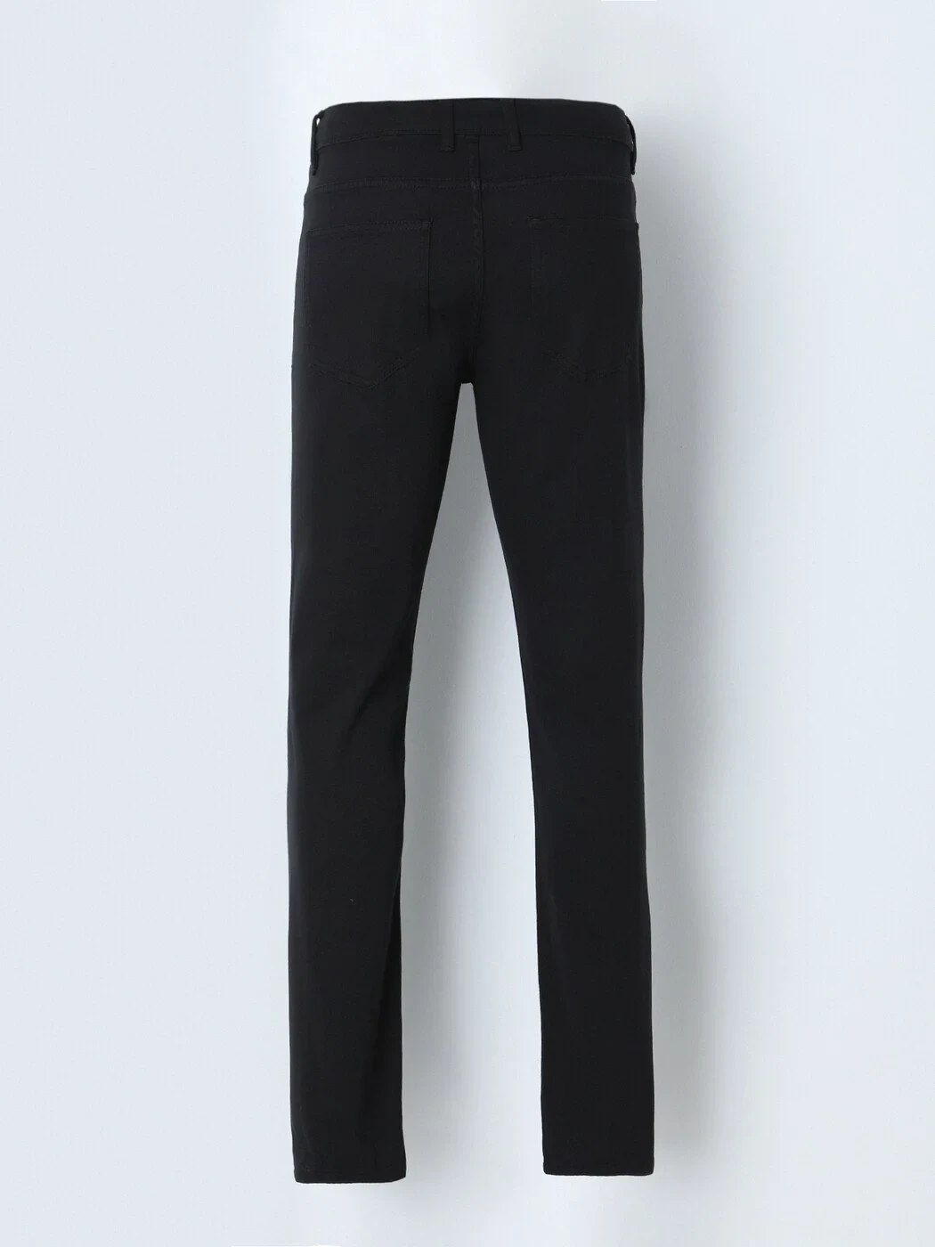 Black Weaving Slim Fit Casual Cotton Blended Trousers 