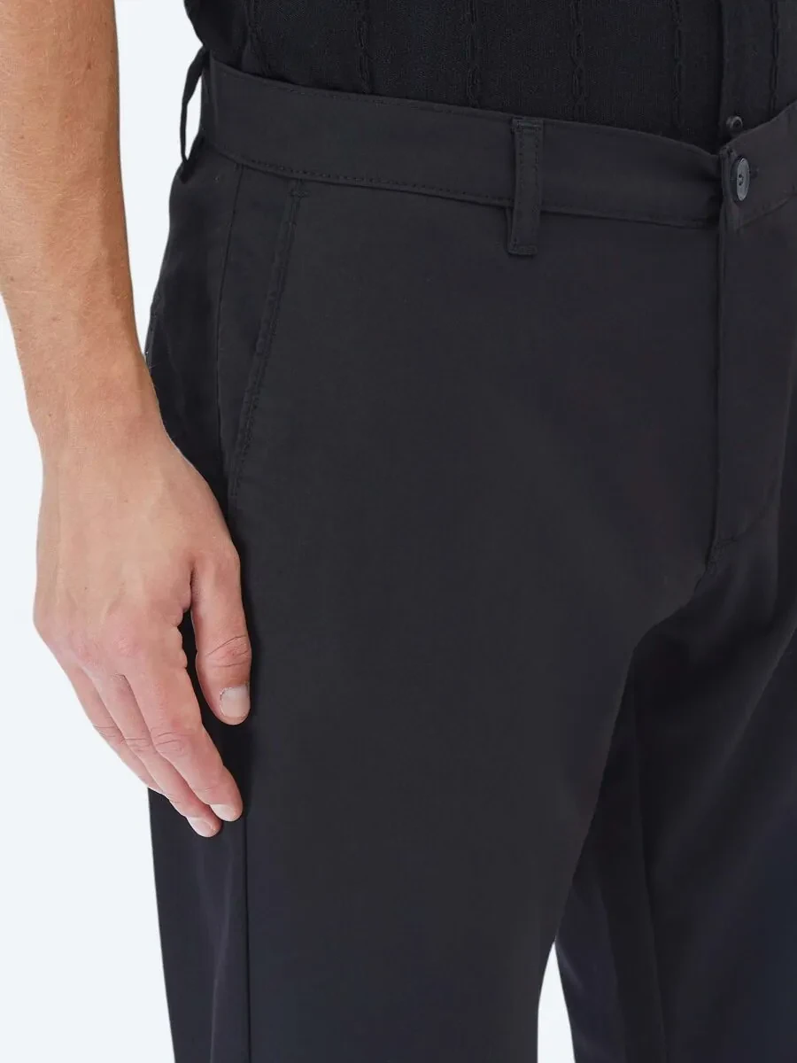 Black Weaving Slim Fit Casual Trousers - 3