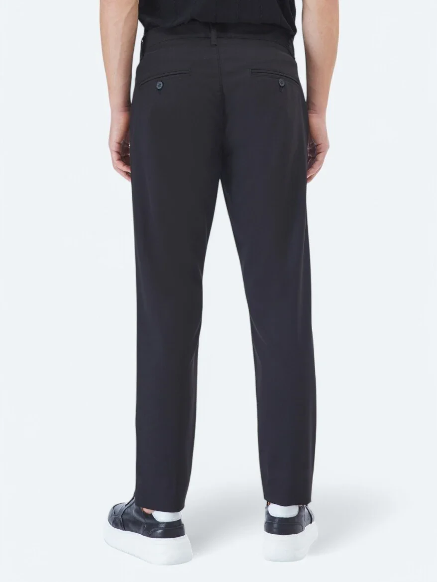 Black Weaving Slim Fit Casual Trousers 