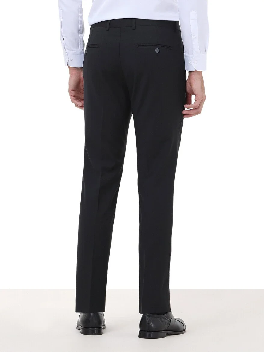 Black Weaving Slim Fit Classical Wool Blended Trousers 