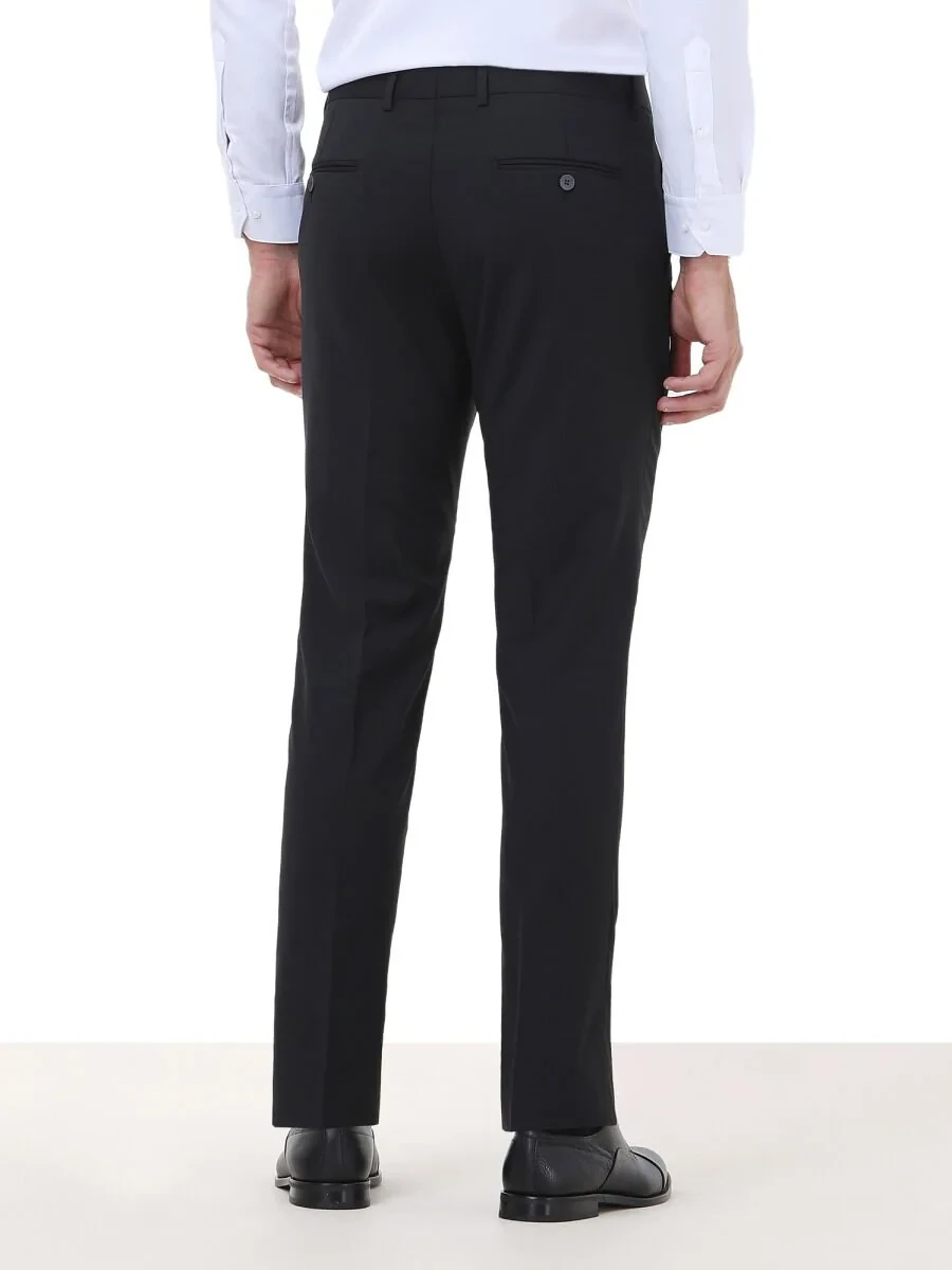 Black Weaving Slim Fit Classical Wool Blended Trousers - 4