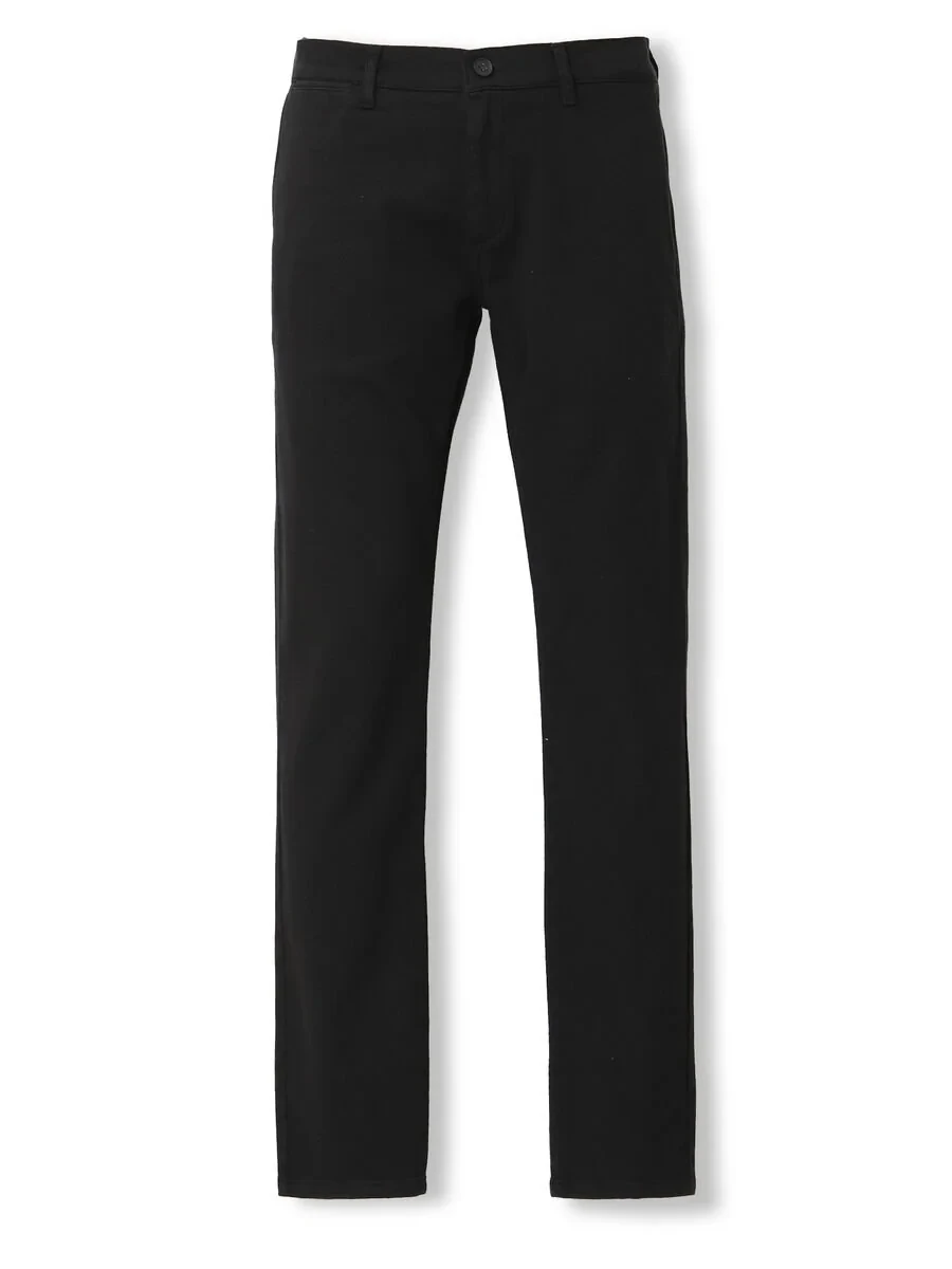 Black Weaving Slim Fit Smart Casual Cotton Blended Trousers - 6