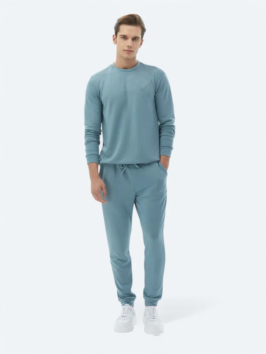 Blue Crew Neck Printed Sweatshirt - 2