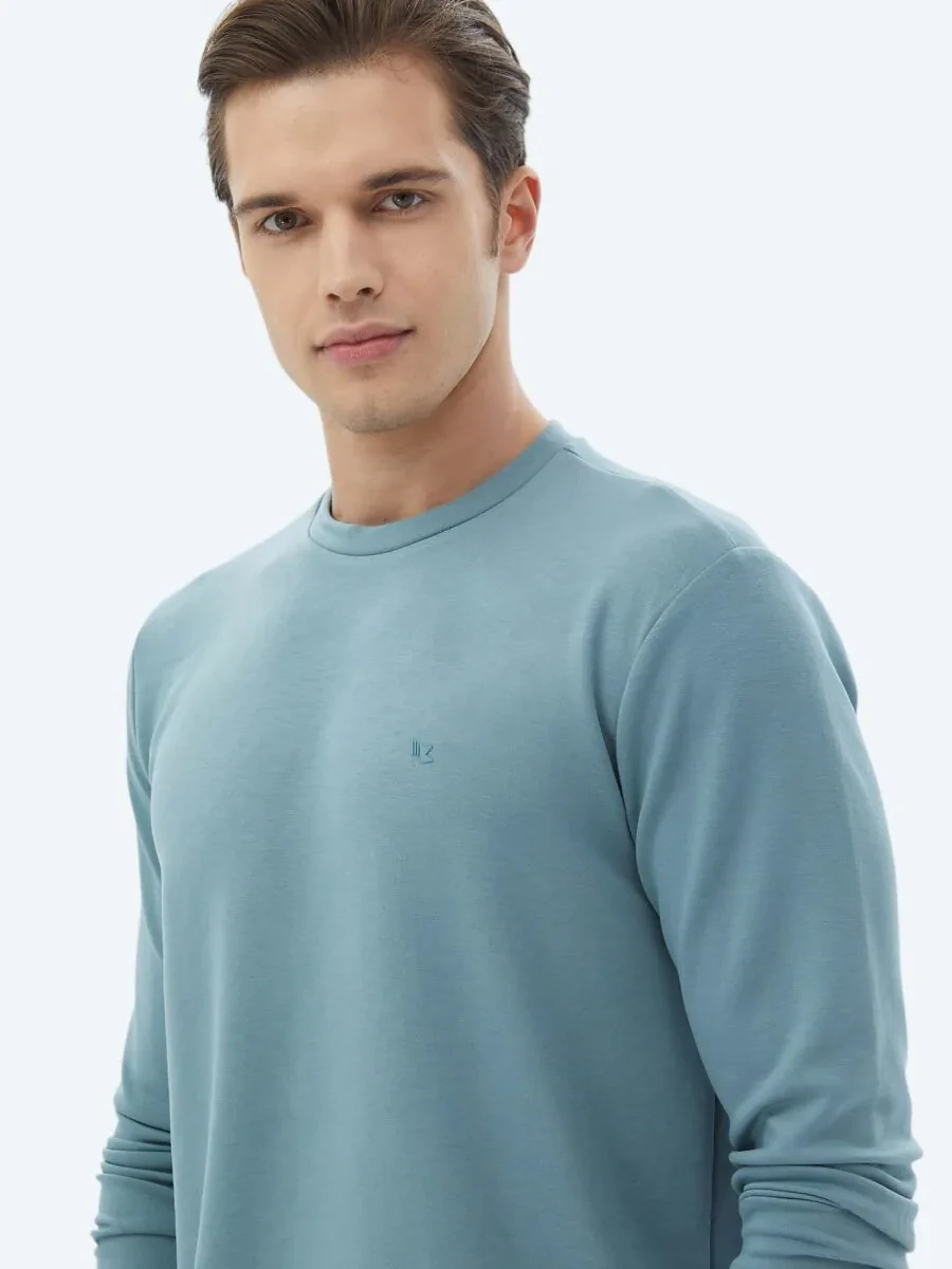 Blue Crew Neck Printed Sweatshirt - 3