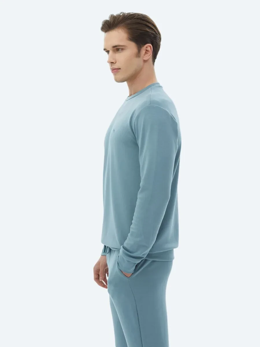 Blue Crew Neck Printed Sweatshirt - 4