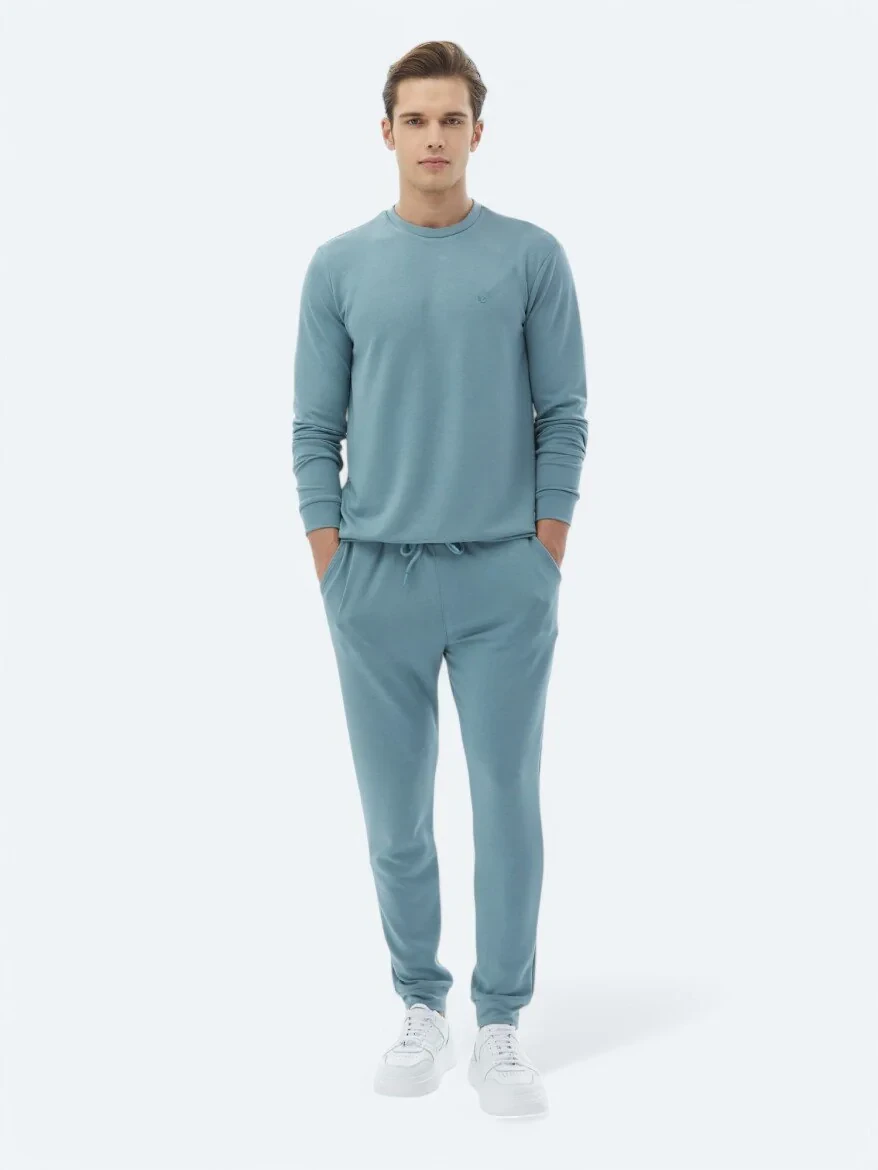 Blue Crew Neck Printed Sweatshirt - 5