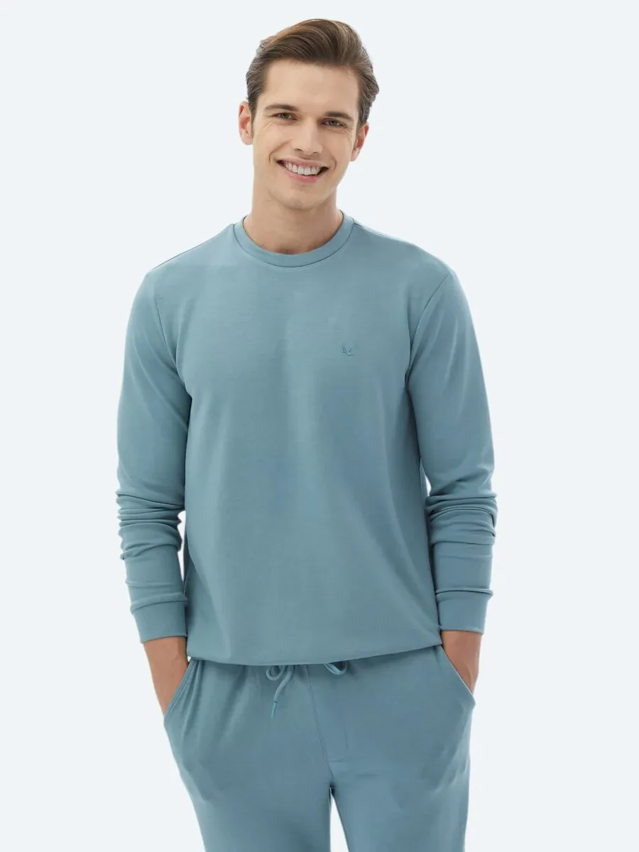 Blue Crew Neck Printed Sweatshirt - 6