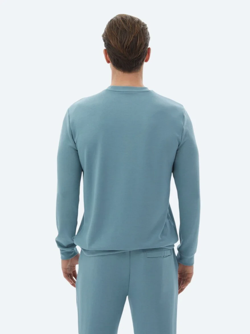 Blue Crew Neck Printed Sweatshirt - 7