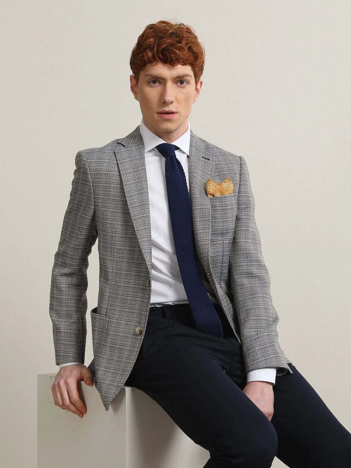 Blue Patterned Modern Fit Jacket - 2