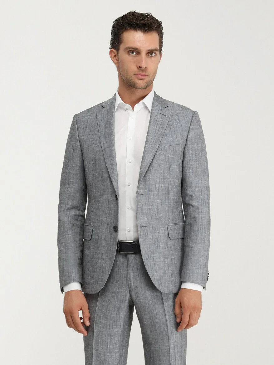 Blue Patterned Modern Fit Suit - 1