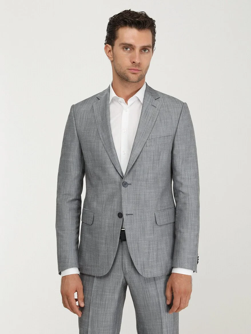 Blue Patterned Modern Fit Suit - 2