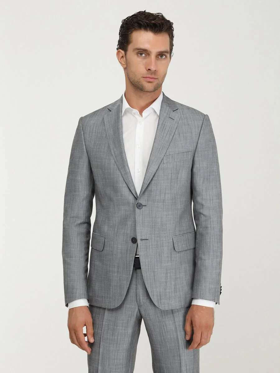 Blue Patterned Modern Fit Suit - 2