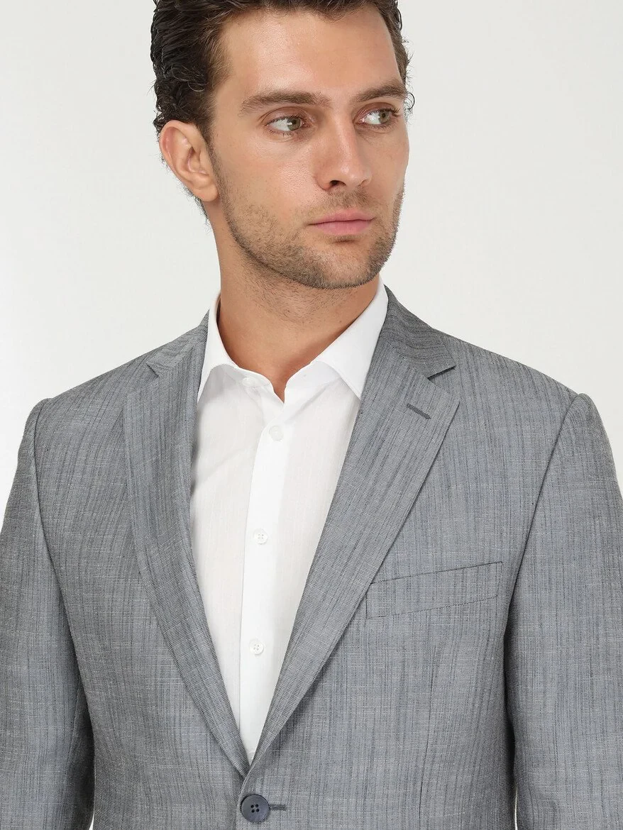 Blue Patterned Modern Fit Suit - 4