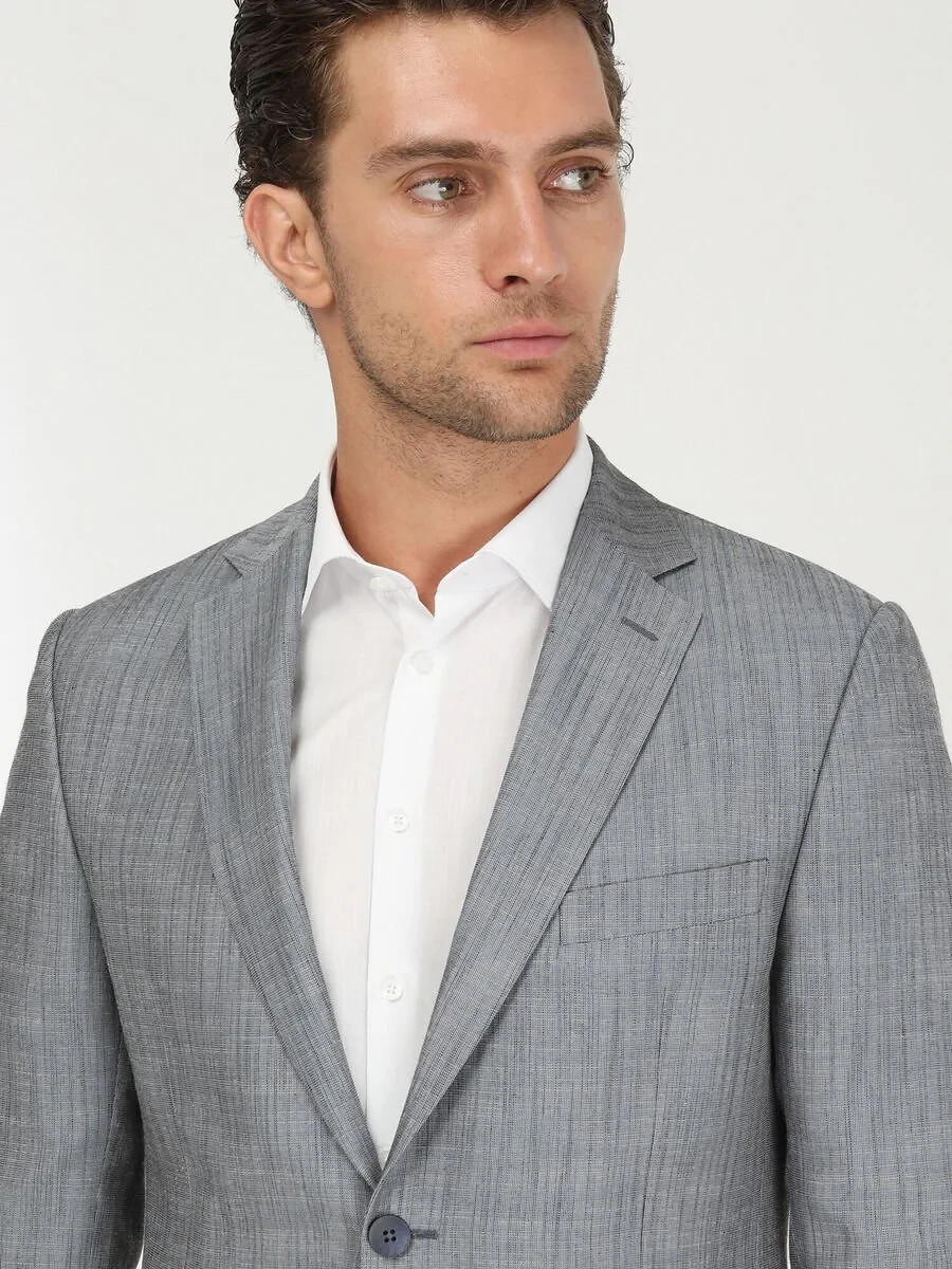 Blue Patterned Modern Fit Suit - 4