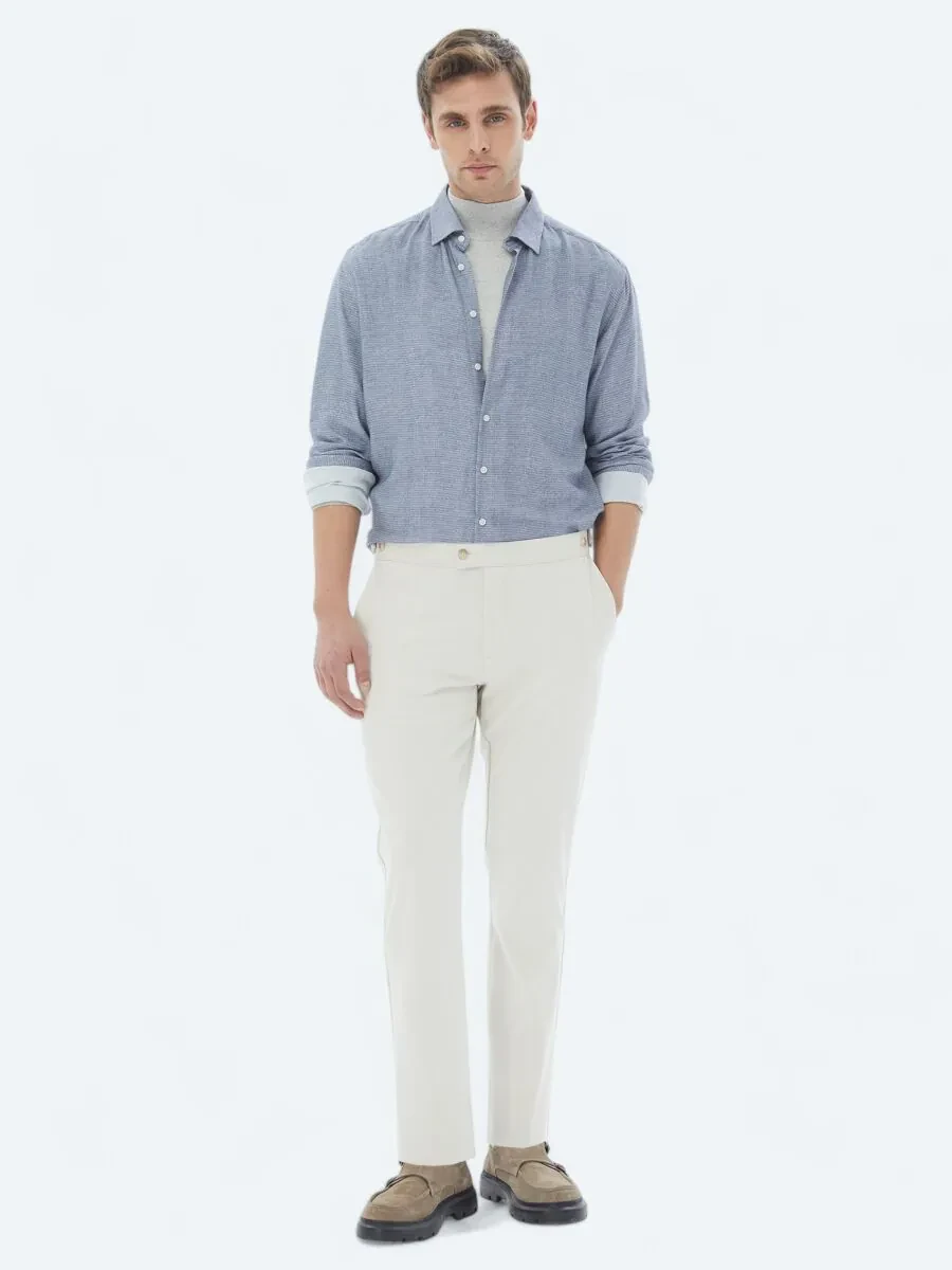 Blue Patterned Regular Fit Weaving Casual Shirt - 2
