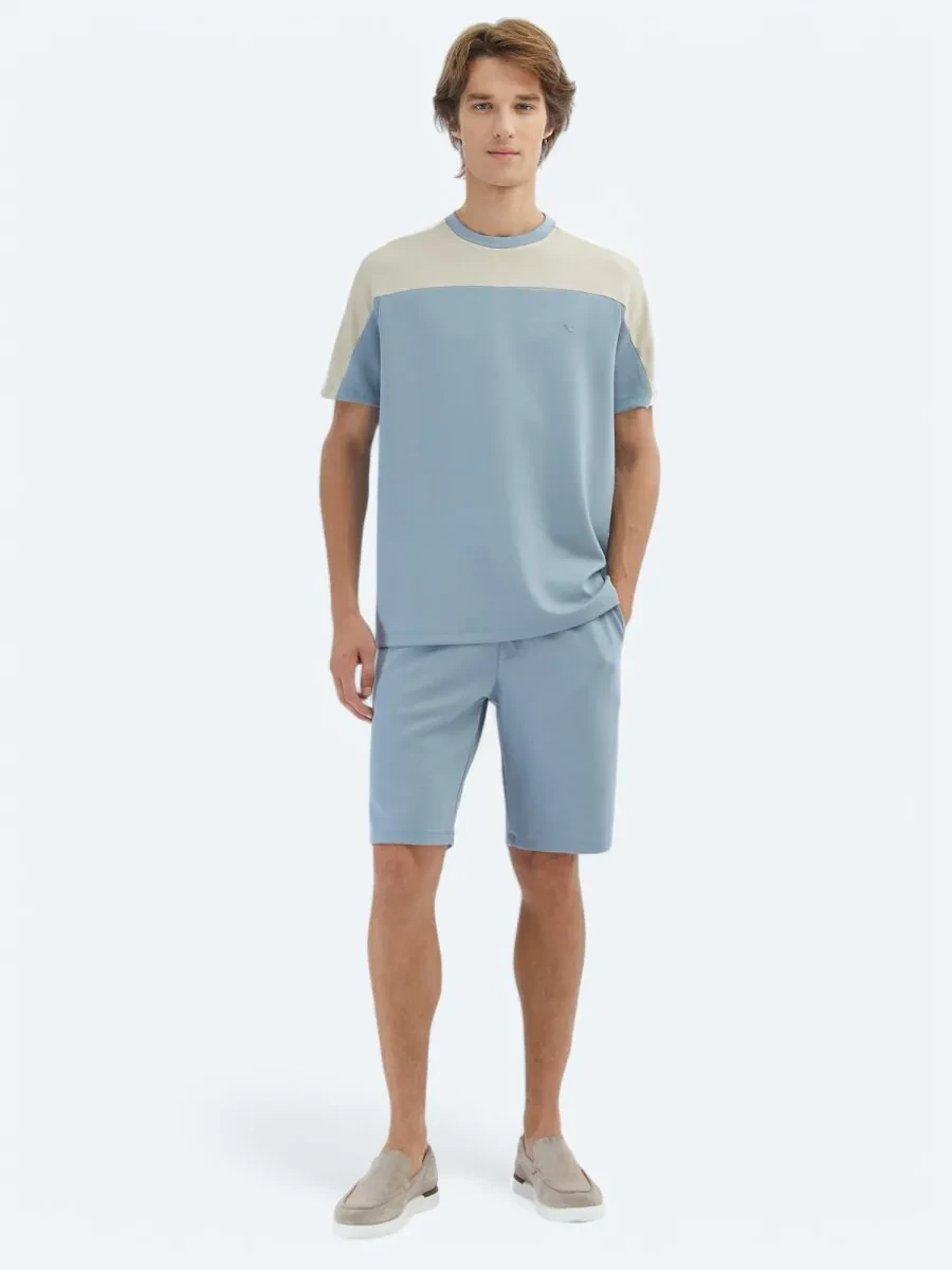 Blue Plain Crew Neck T-Shirt - 2