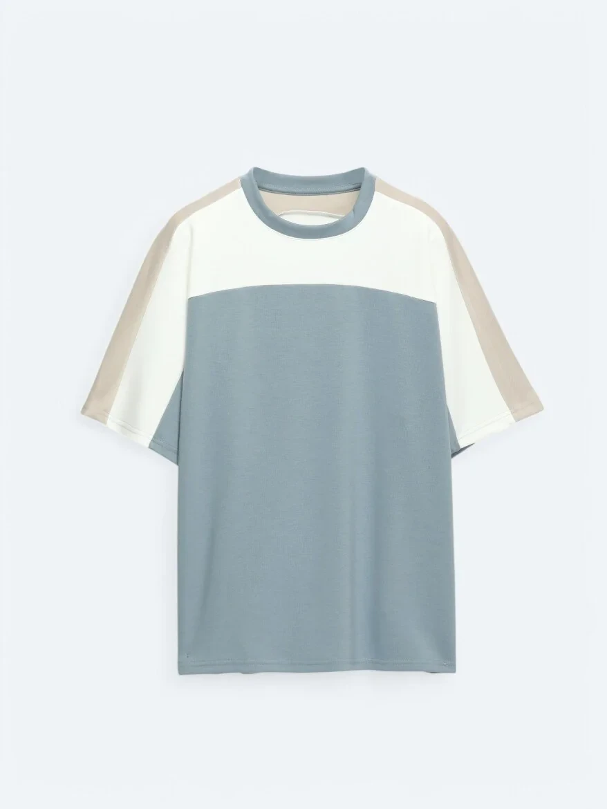 Blue Plain Crew Neck T-Shirt - 7