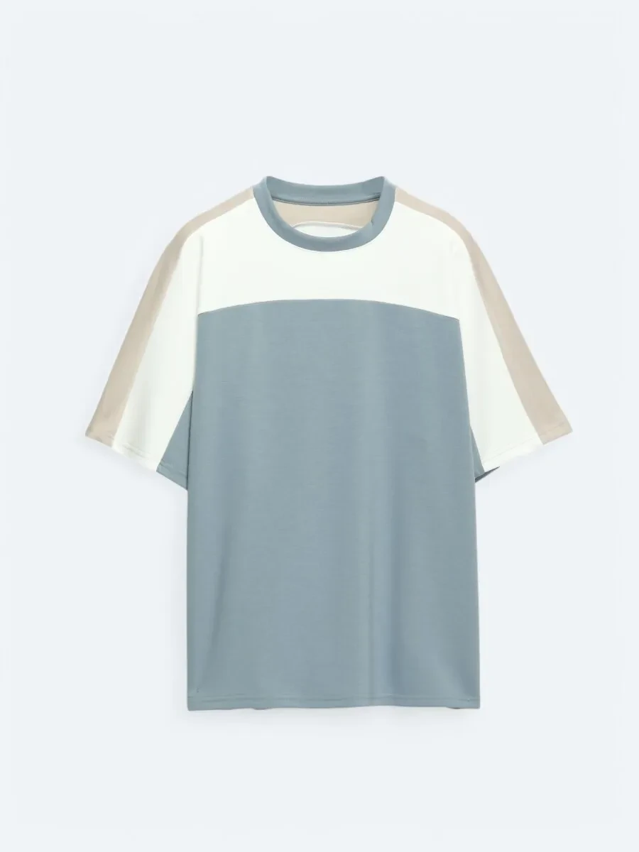Blue Plain Crew Neck T-Shirt - 7
