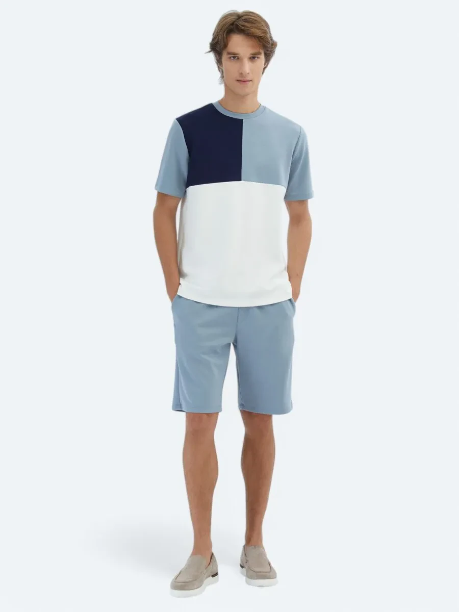 Blue Plain Crew Neck T-Shirt - 2