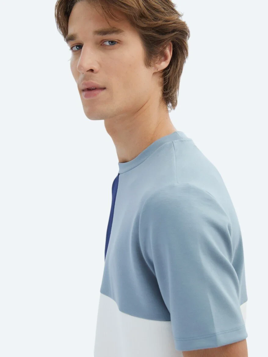 Blue Plain Crew Neck T-Shirt 