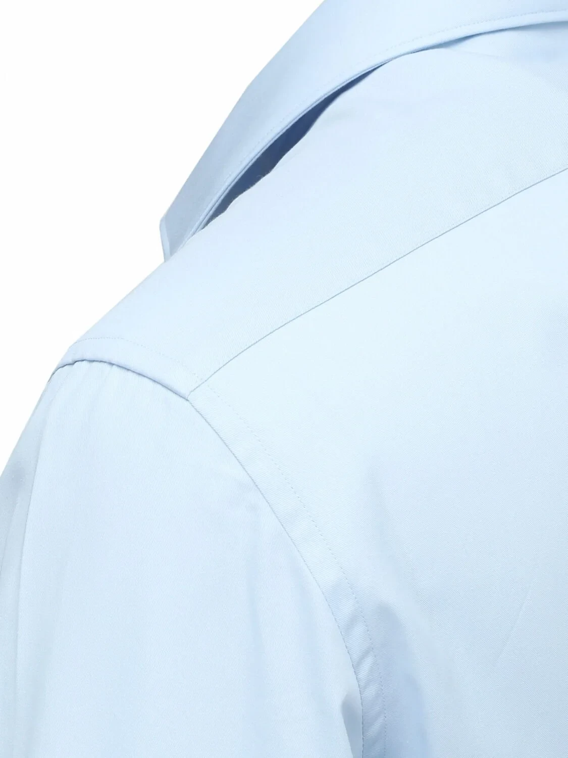 Blue Plain Regular Fit Weaving Classical Cotton Blended Shirt - 3
