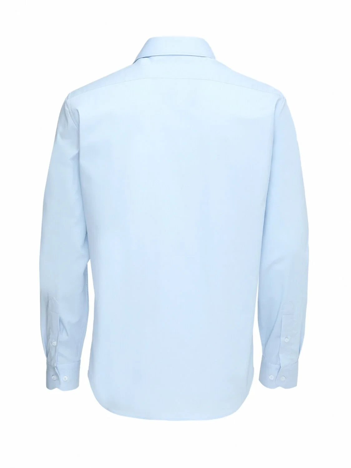 Blue Plain Regular Fit Weaving Classical Cotton Blended Shirt - 5