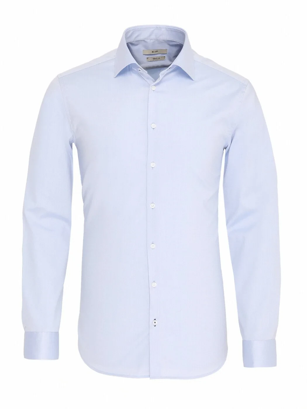 Blue Plain Slim Fit Weaving Classical 100% Cotton Shirt - 1