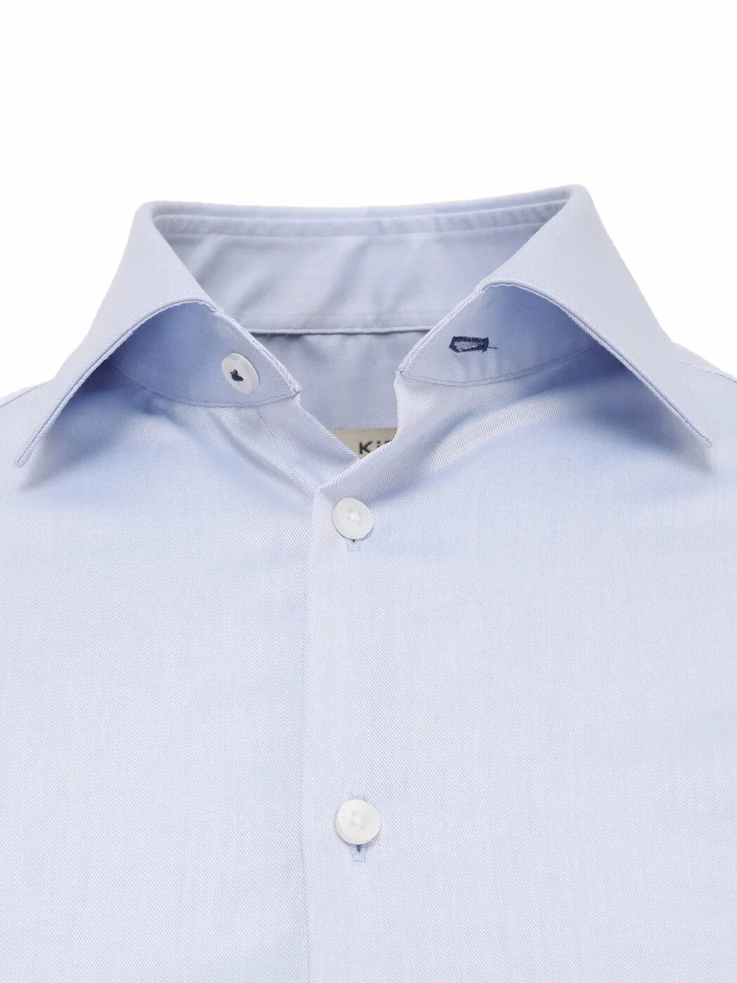 Blue Plain Slim Fit Weaving Classical 100% Cotton Shirt - 2