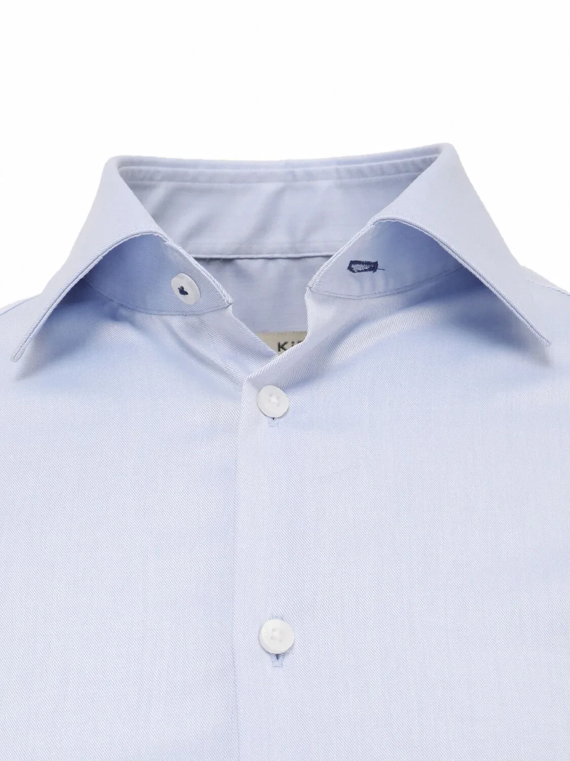 Blue Plain Slim Fit Weaving Classical 100% Cotton Shirt - 2