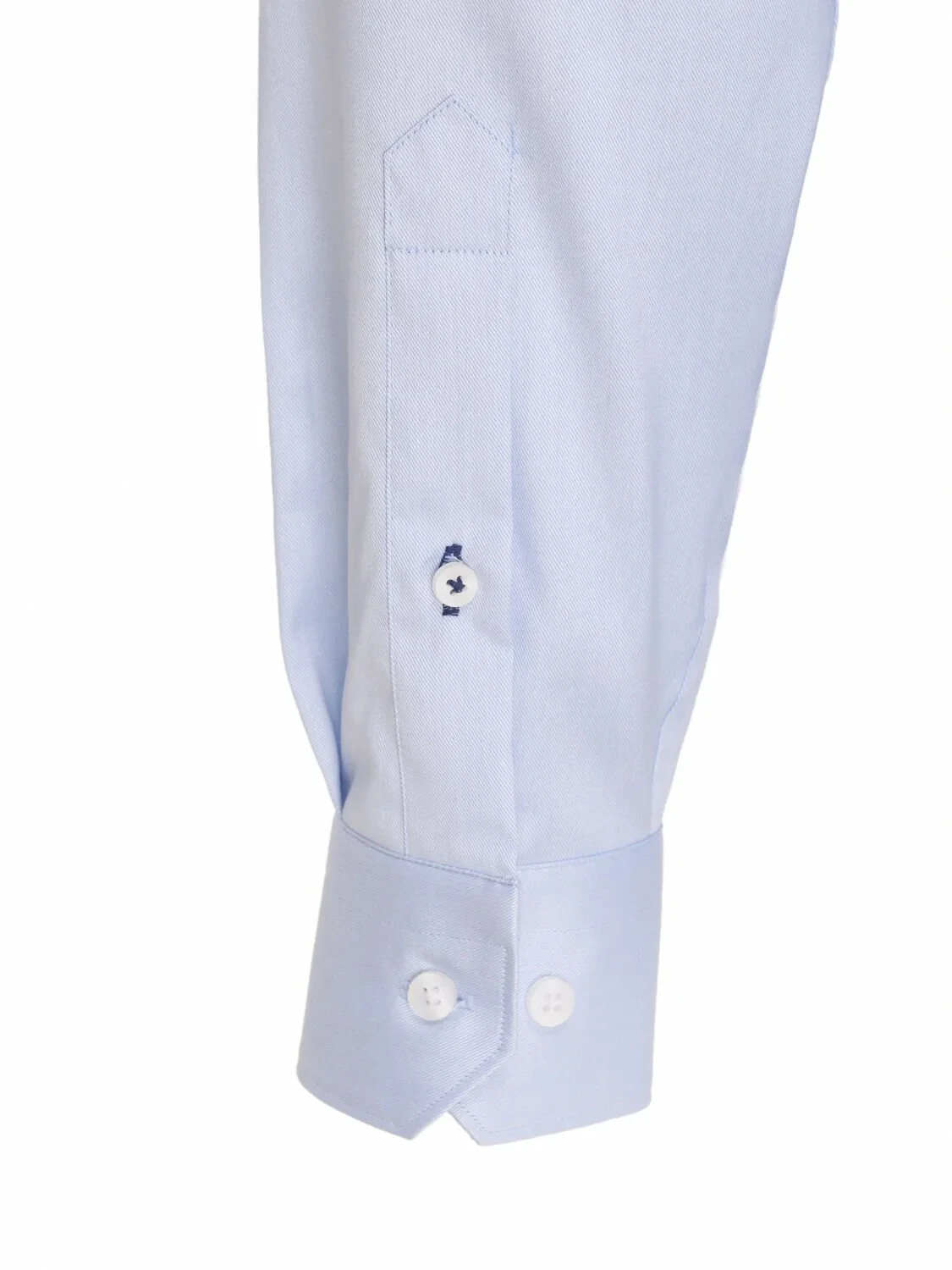 Blue Plain Slim Fit Weaving Classical 100% Cotton Shirt - 4