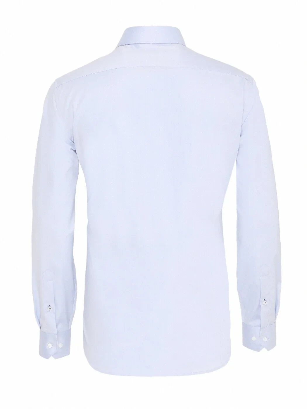 Blue Plain Slim Fit Weaving Classical 100% Cotton Shirt - 5