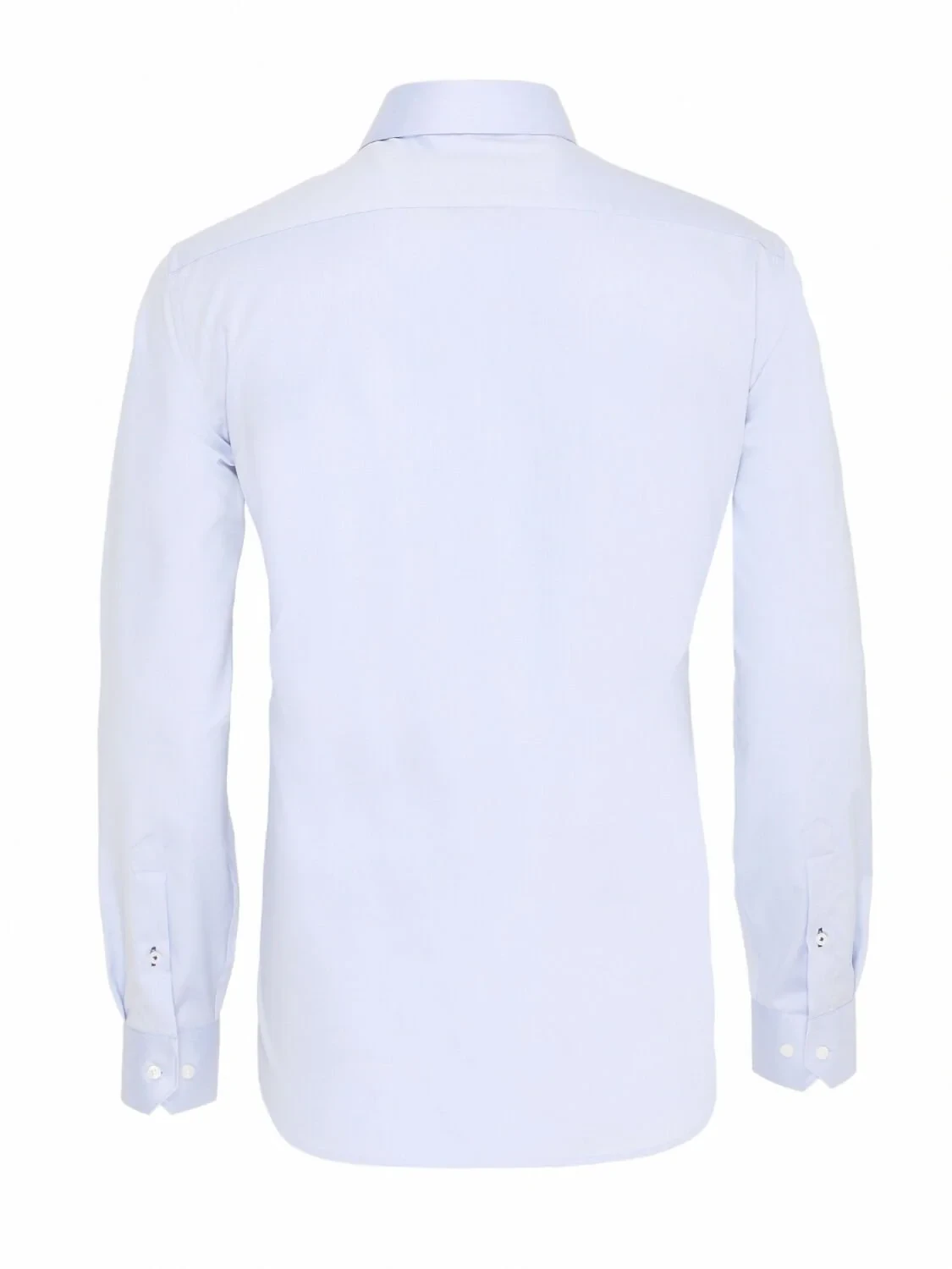 Blue Plain Slim Fit Weaving Classical 100% Cotton Shirt - 5