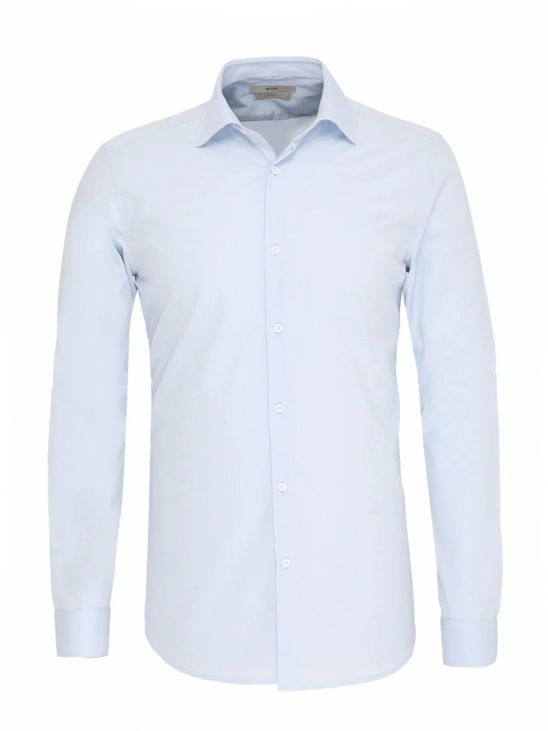 Blue Plain Slim Fit Weaving Classical Cotton Blended Shirt - 1