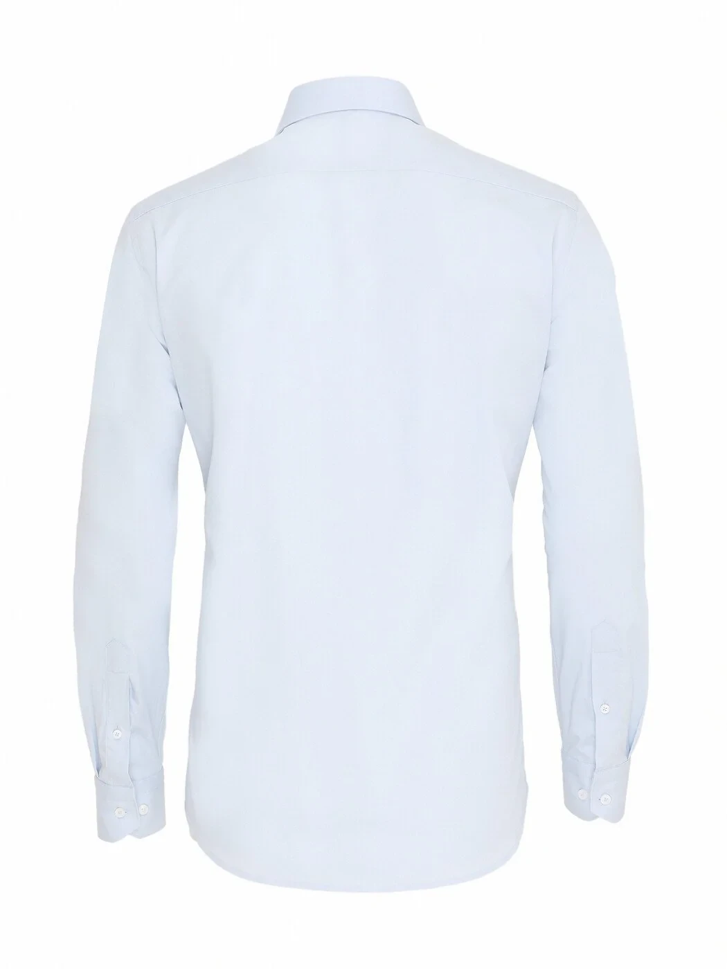 Blue Plain Slim Fit Weaving Classical Cotton Blended Shirt - 5