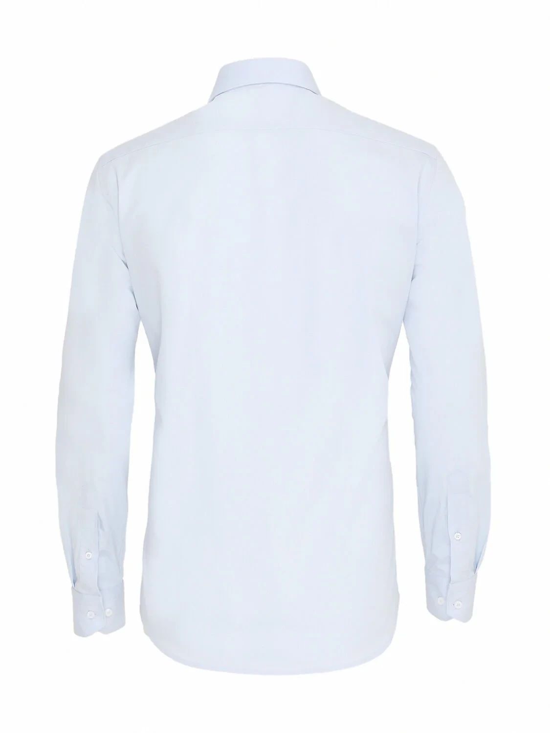 Blue Plain Slim Fit Weaving Classical Cotton Blended Shirt - 5